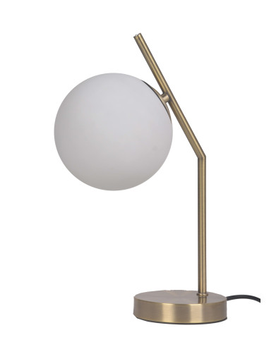 Lampe Métal Doré avec Globe en Verre Blanc