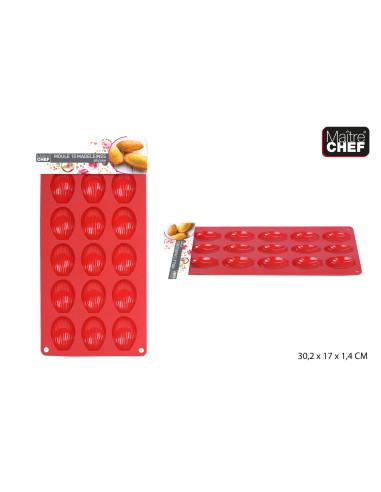 Moule 15 Madeleines Silicone Rouge