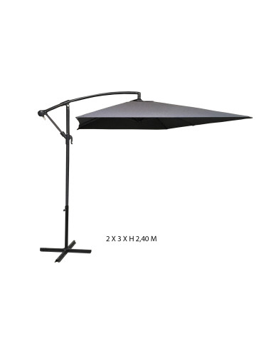 Parasol Décentré Rectangulaire 2x3M - Mat en Acier Gris