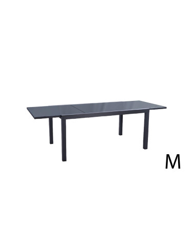 TABLE EXT FIDJI 160/240X100CM ALU/VERRE