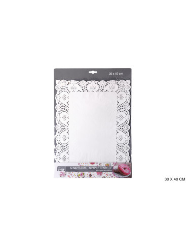 Set de 12 PCS Papier Dentelle Blanc 30x40cm