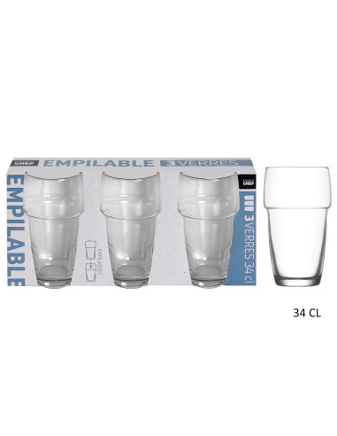 3 VERRES EMPILABLES LD 34CL