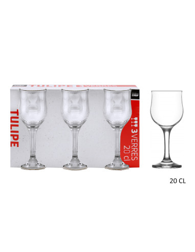 3 VERRES A PIED TULIPE 20CL