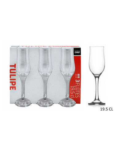 3  FLUTES TULIPE 19.5CL